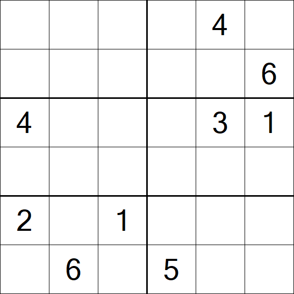 Sudoku 6x6 - Schwierig