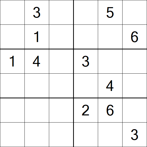 Sudoku 6x6 - Schwierig