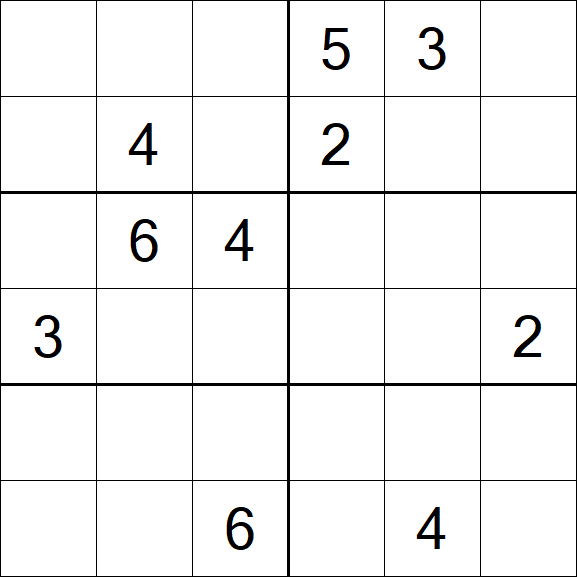 Sudoku 6x6 - Schwierig