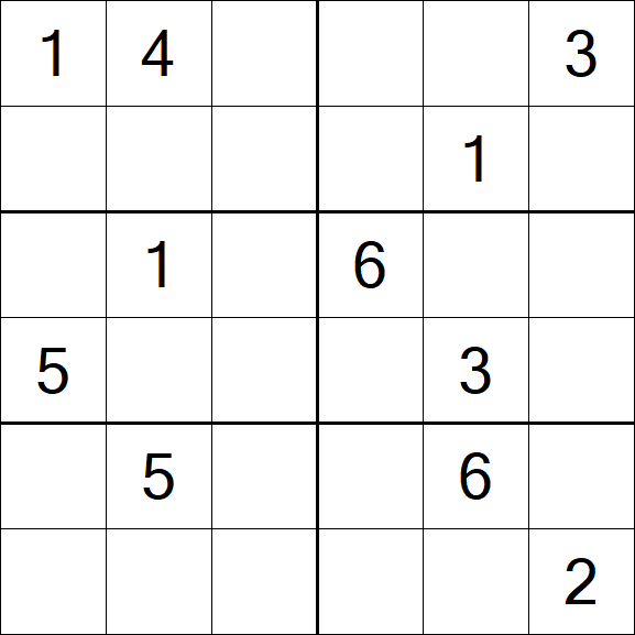 Sudoku 6x6 - Schwierig