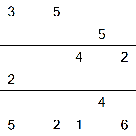 Sudoku 6x6 - Schwierig