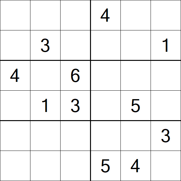 Sudoku 6x6 - Schwierig