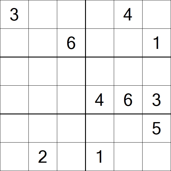 Sudoku 6x6 - Schwierig