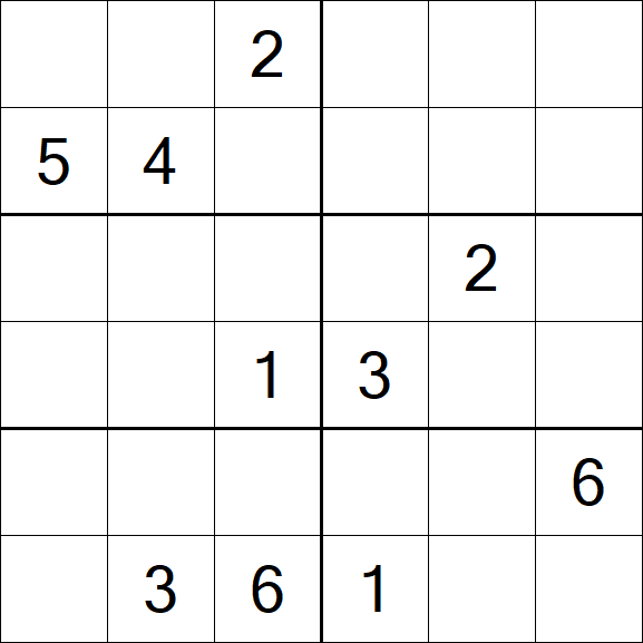 Sudoku 6x6 - Schwierig