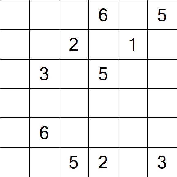 Sudoku 6x6 - Difficile