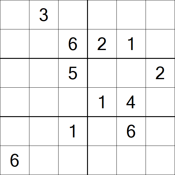 Sudoku 6x6 - Hard