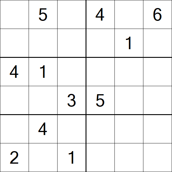 Sudoku 6x6 - Hard