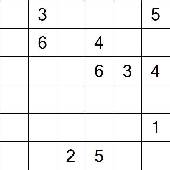 Sudoku 6x6 - Difficile