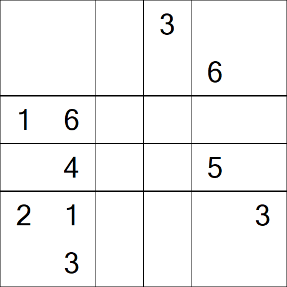 Sudoku 6x6 - Hard