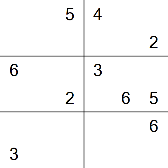 Sudoku 6x6 - Hard
