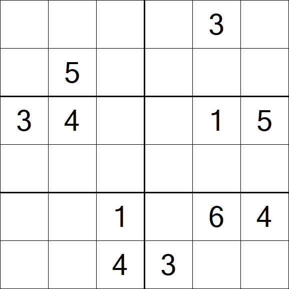 Sudoku 6x6 - Hard