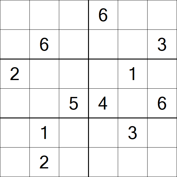 Sudoku 6x6 - Schwierig