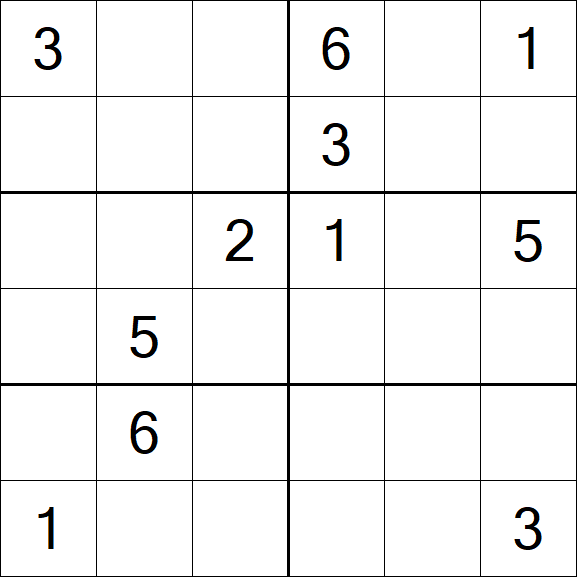 Sudoku 6x6 - Schwierig