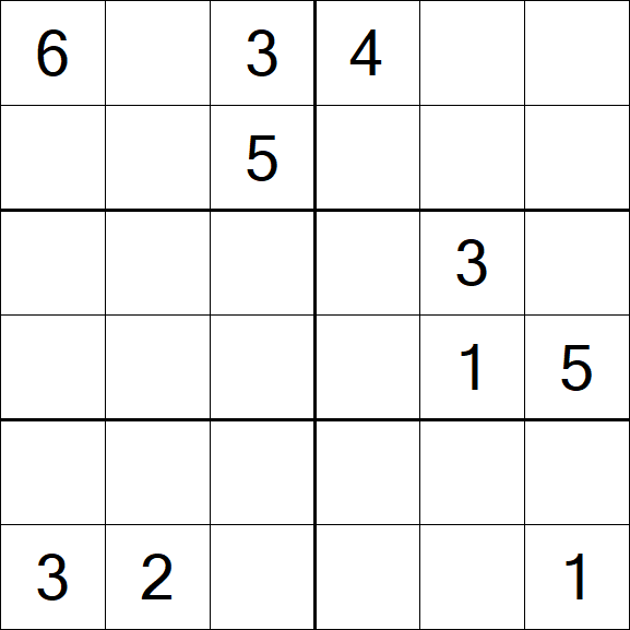 Sudoku 6x6 - Schwierig