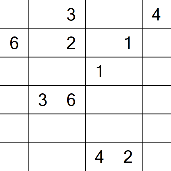 Sudoku 6x6 - Schwierig