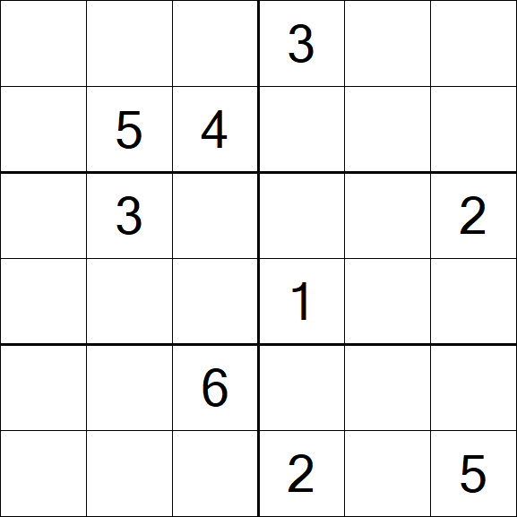 Sudoku 6x6 - Hard