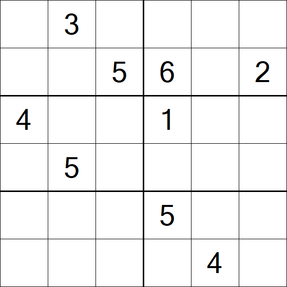 Sudoku 6x6 - Schwierig