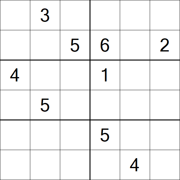 Sudoku 6x6 - Hard