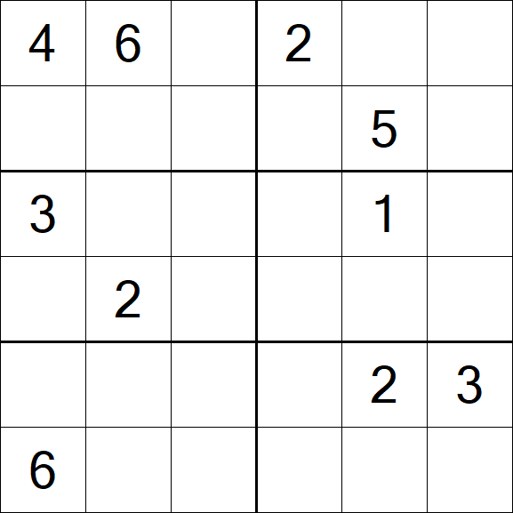 Sudoku 6x6 - Schwierig