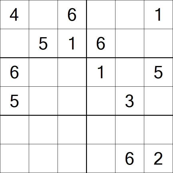 Sudoku 6x6 - Schwierig