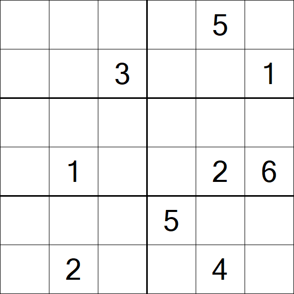 Sudoku 6x6 - Schwierig