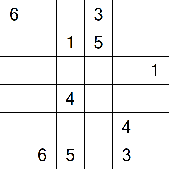 Sudoku 6x6 - Schwierig