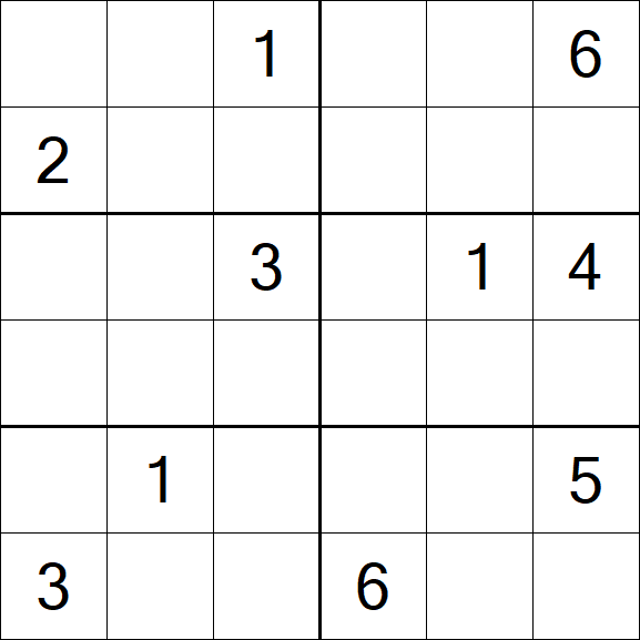 Sudoku 6x6 - Schwierig