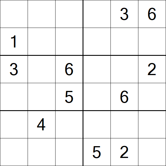Sudoku 6x6 - Schwierig