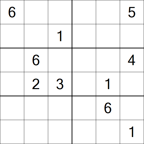 Sudoku 6x6 - Schwierig