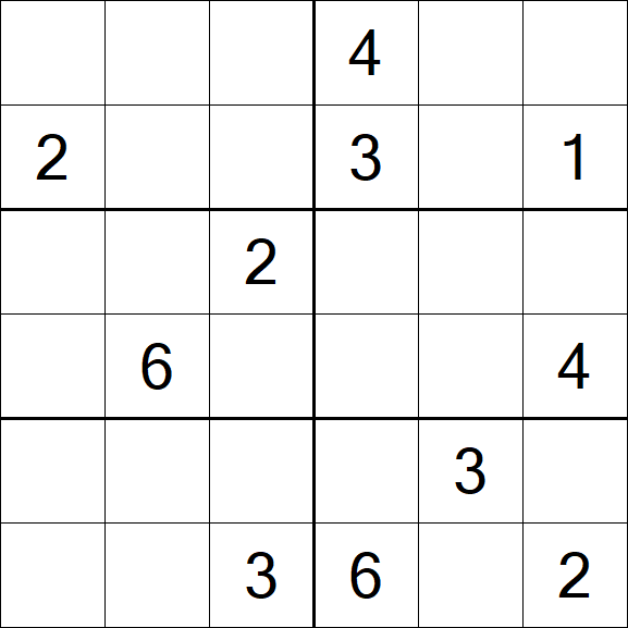 Sudoku 6x6 - Schwierig