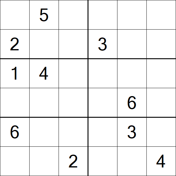 Sudoku 6x6 - Schwierig