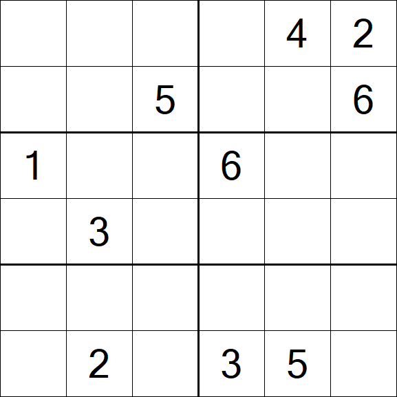 Sudoku 6x6 - Schwierig
