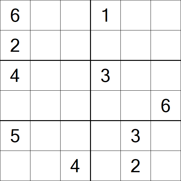 Sudoku 6x6 - Schwierig