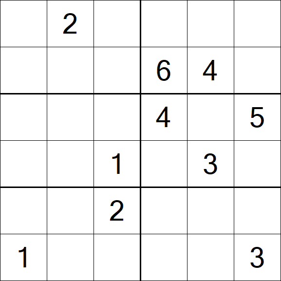 Sudoku 6x6 - Schwierig
