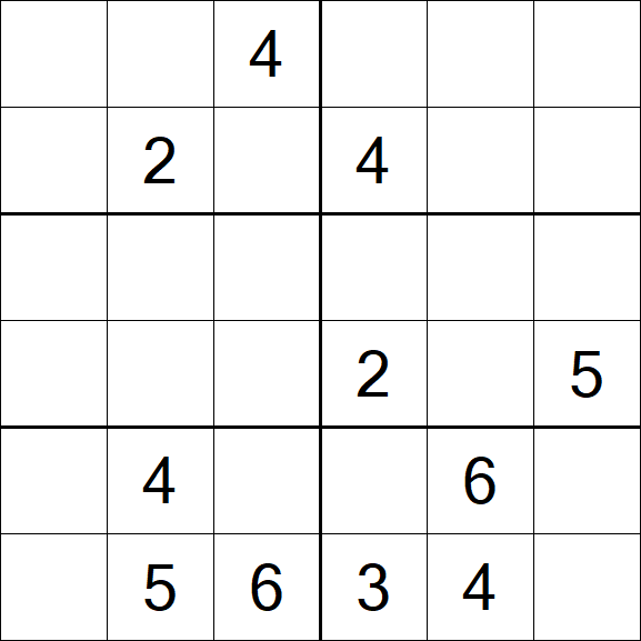Sudoku 6x6 - Schwierig