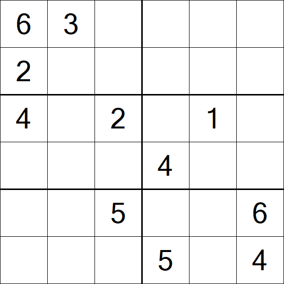 Sudoku 6x6 - Schwierig