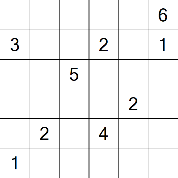 Sudoku 6x6 - Schwierig