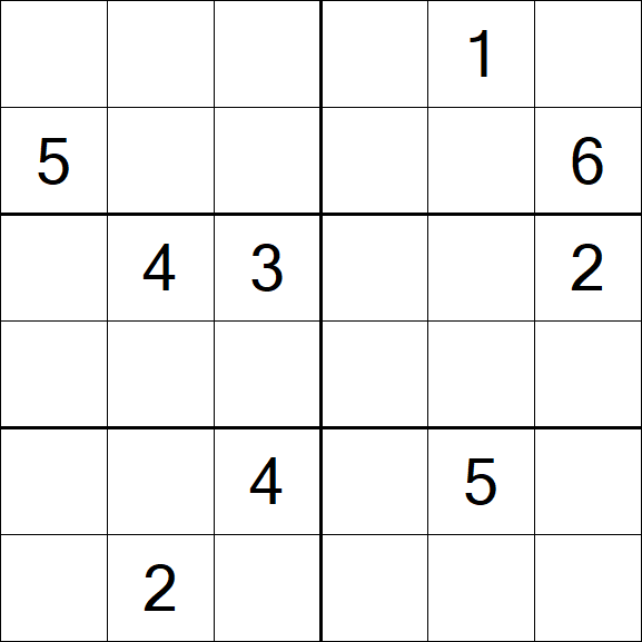Sudoku 6x6 - Schwierig