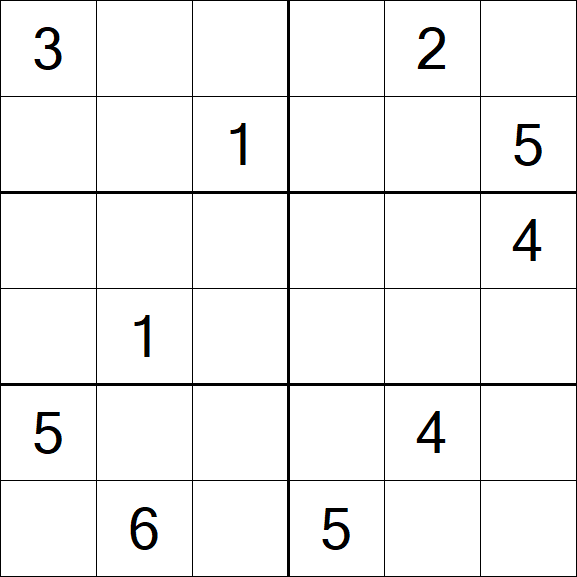 Sudoku 6x6 - Schwierig