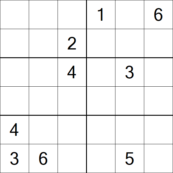 Sudoku 6x6 - Schwierig