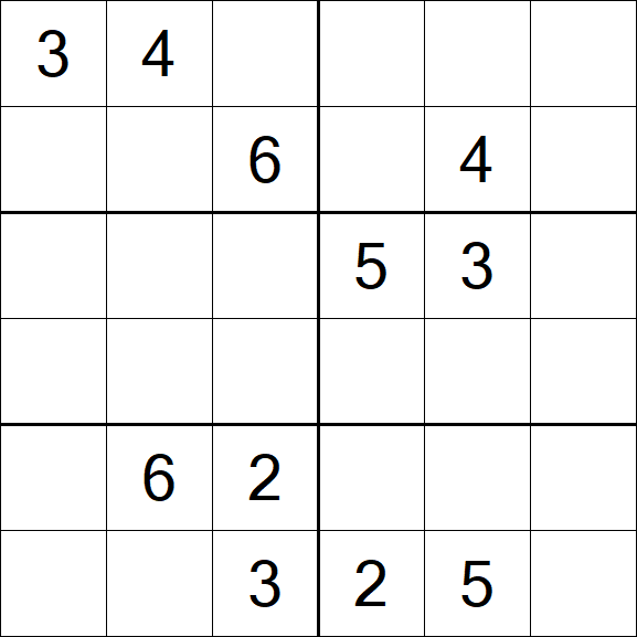 Sudoku 6x6 - Schwierig