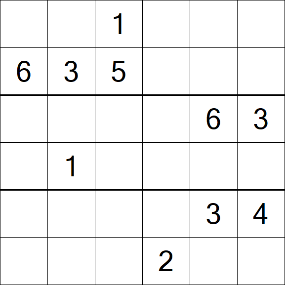 Sudoku 6x6 - Schwierig