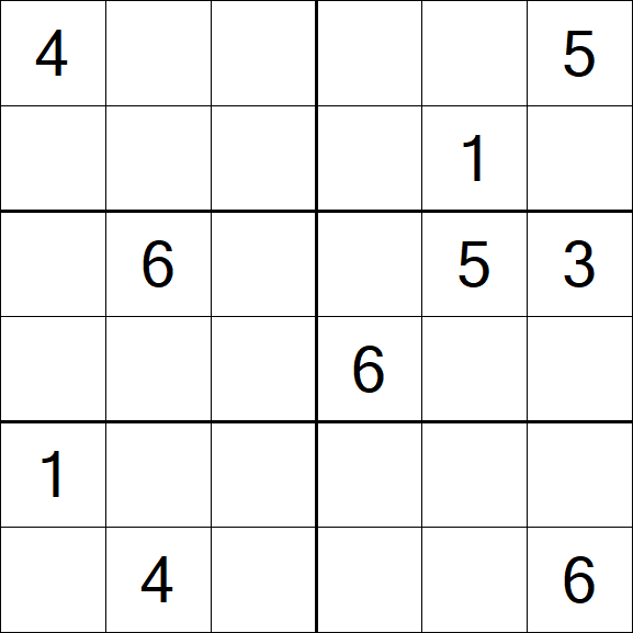 Sudoku 6x6 - Schwierig