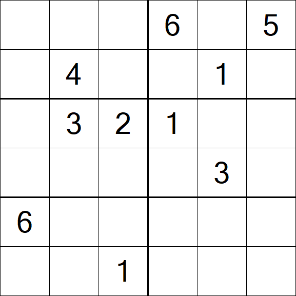 Sudoku 6x6 - Schwierig