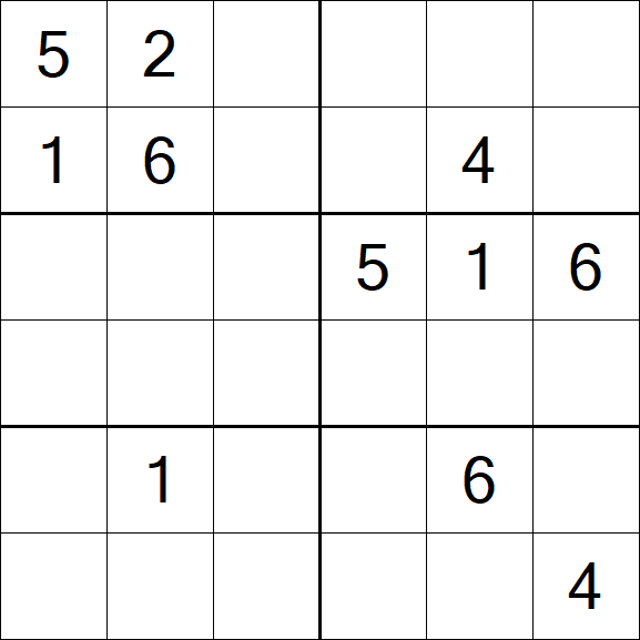 Sudoku 6x6 - Schwierig