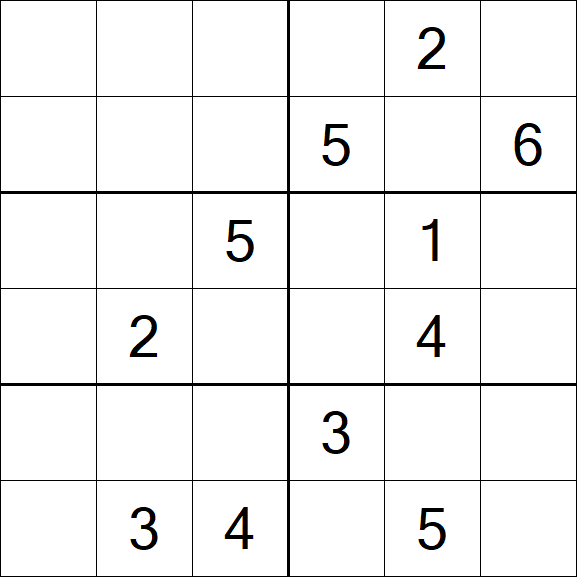 Sudoku 6x6 - Schwierig