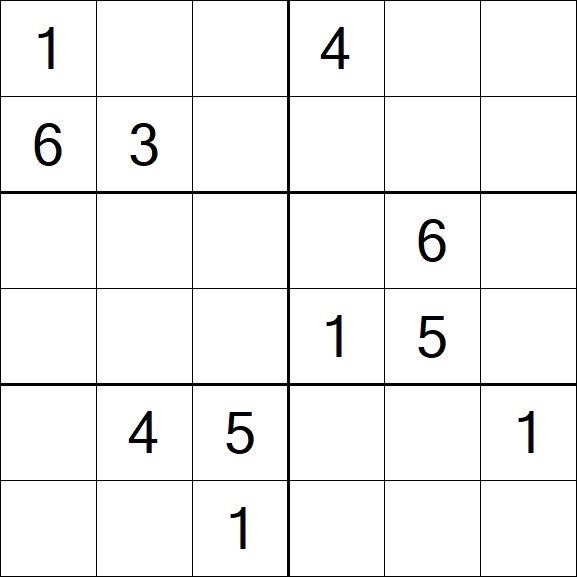 Sudoku 6x6 - Schwierig