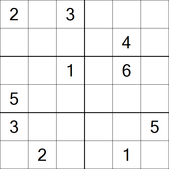 Sudoku 6x6 - Schwierig
