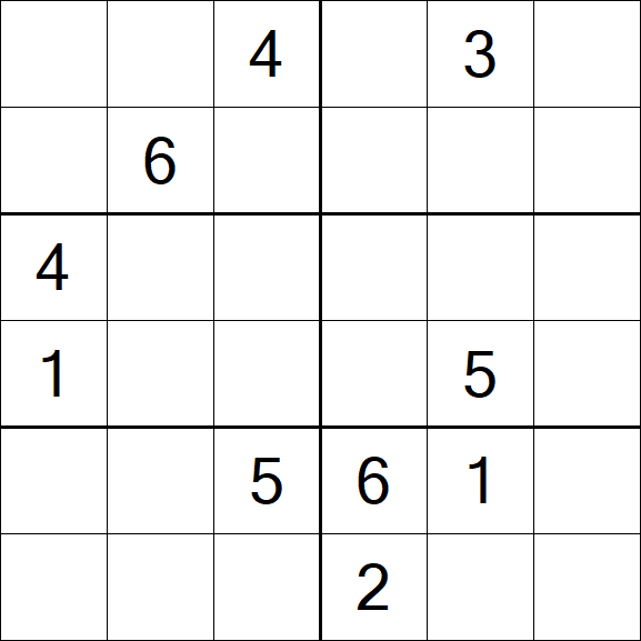Sudoku 6x6 - Schwierig