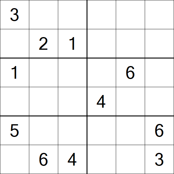 Sudoku 6x6 - Schwierig